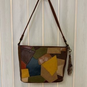 Boho leather patchwork bag